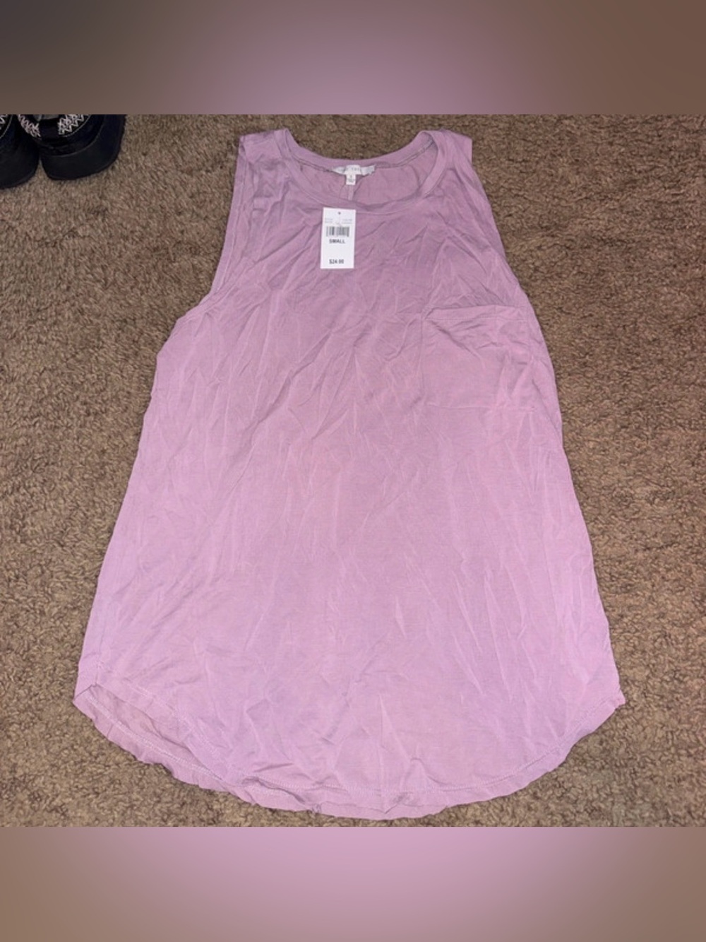 Soft Scoop Neck Tank Top in Light Lavender Pink